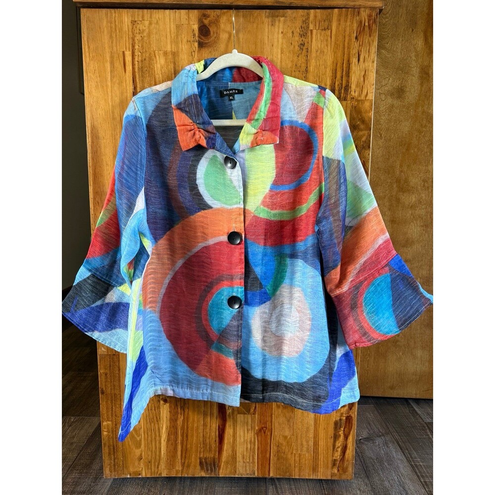 Damee Vibrant Geometrical 3/4 Bell Sleeve Jacket Sz. XL